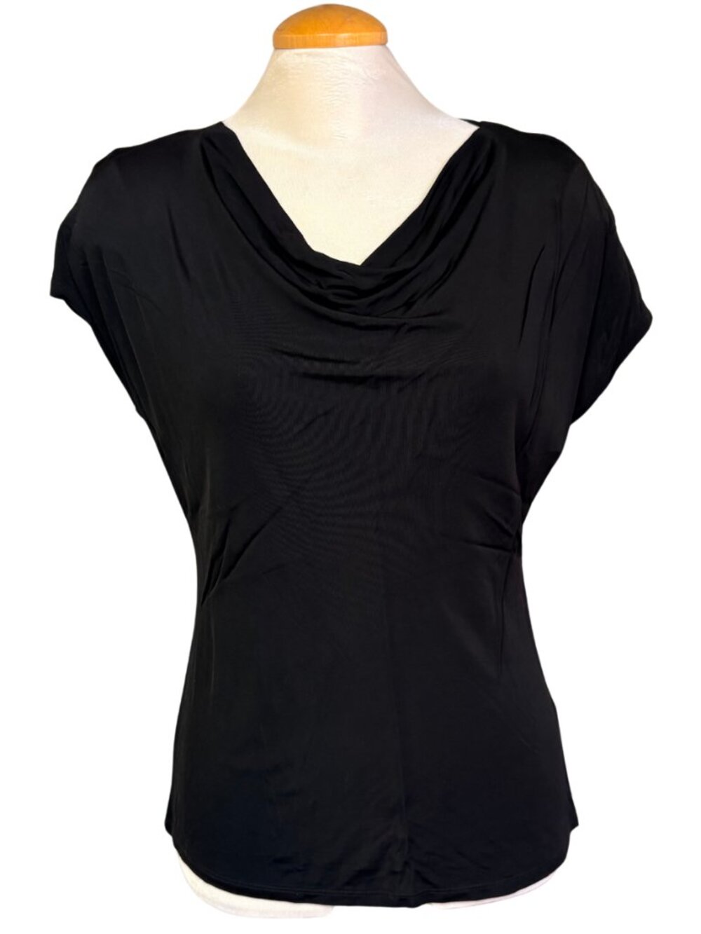Jones New York Black Draped Cowl Neck Top